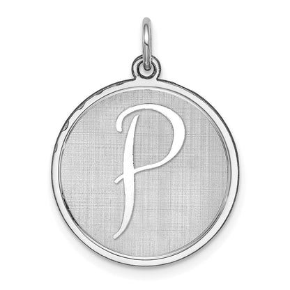 Sterlingsilber Rhodiniert Brocaded Buchstabe P Initiale Charm