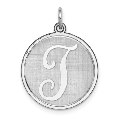 Sterlingsilber Rhodiniert Brocaded Buchstabe T Initiale Charm