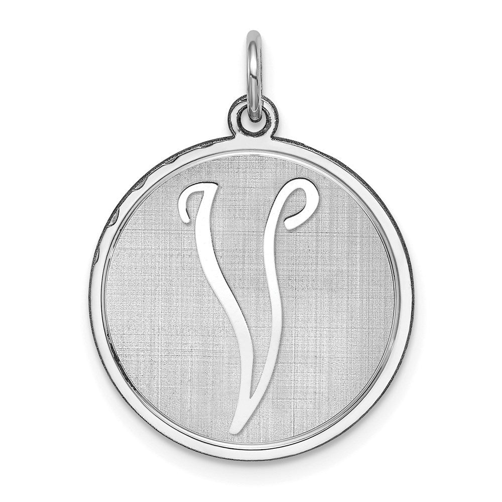 Sterlingsilber Rhodiniert Brocaded Buchstabe V Initiale Charm