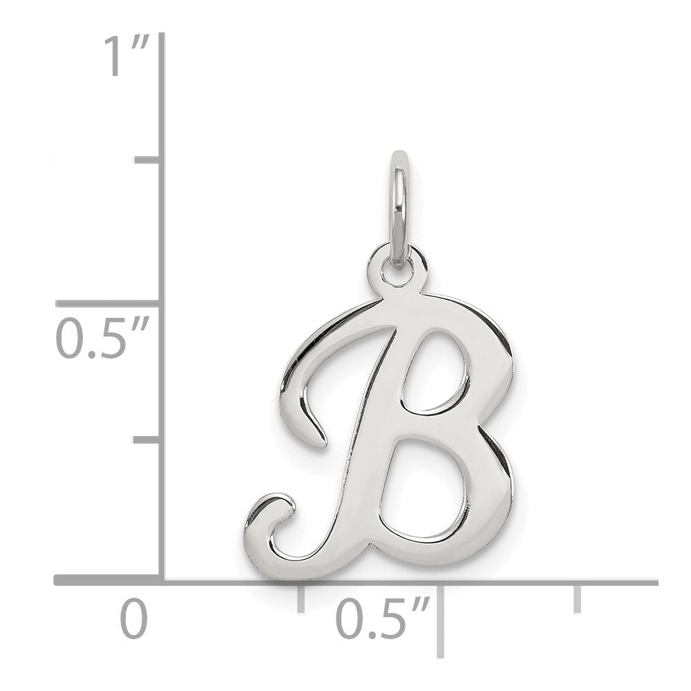Sterlingsilber Rhodiniert Geprägt Buchstabe B Initiale Charm