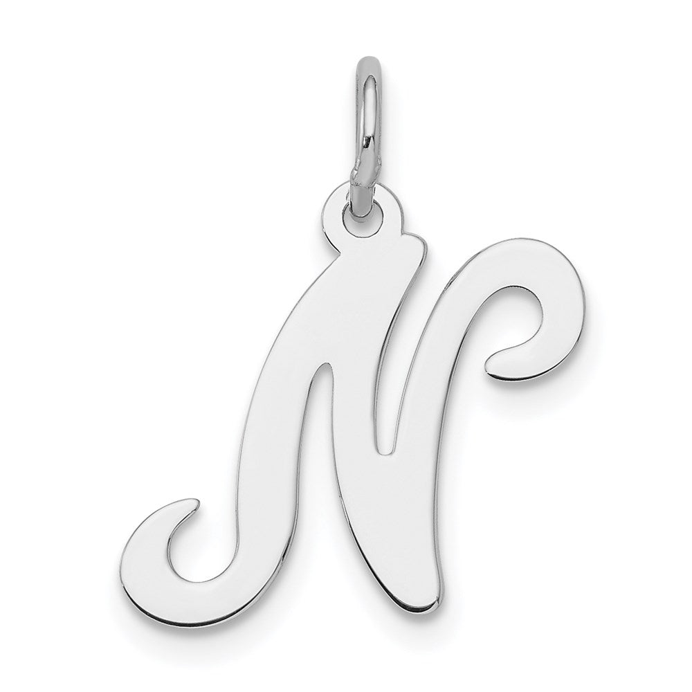 Sterlingsilber Rhodiniert Geprägt Buchstabe N Initiale Charm