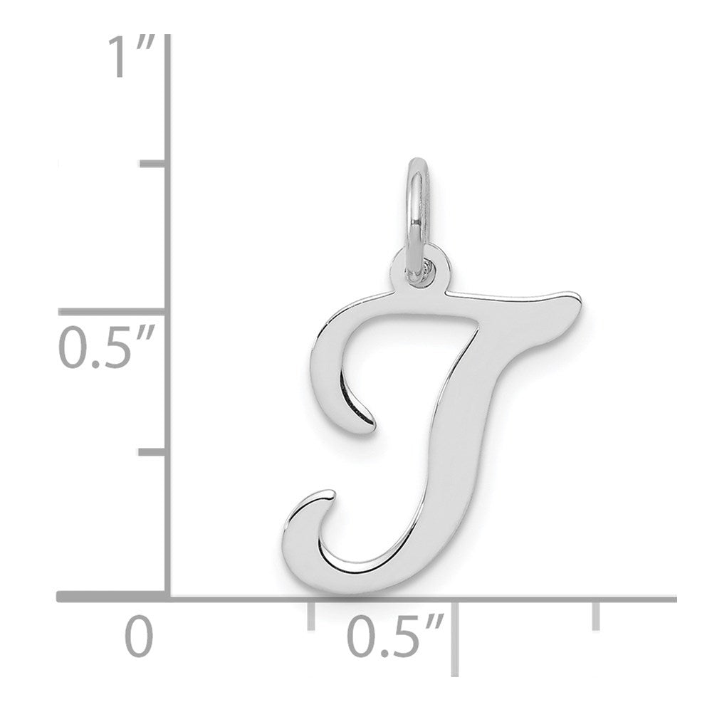 Sterlingsilber Rhodiniert Geprägt Buchstabe T Initiale Charm