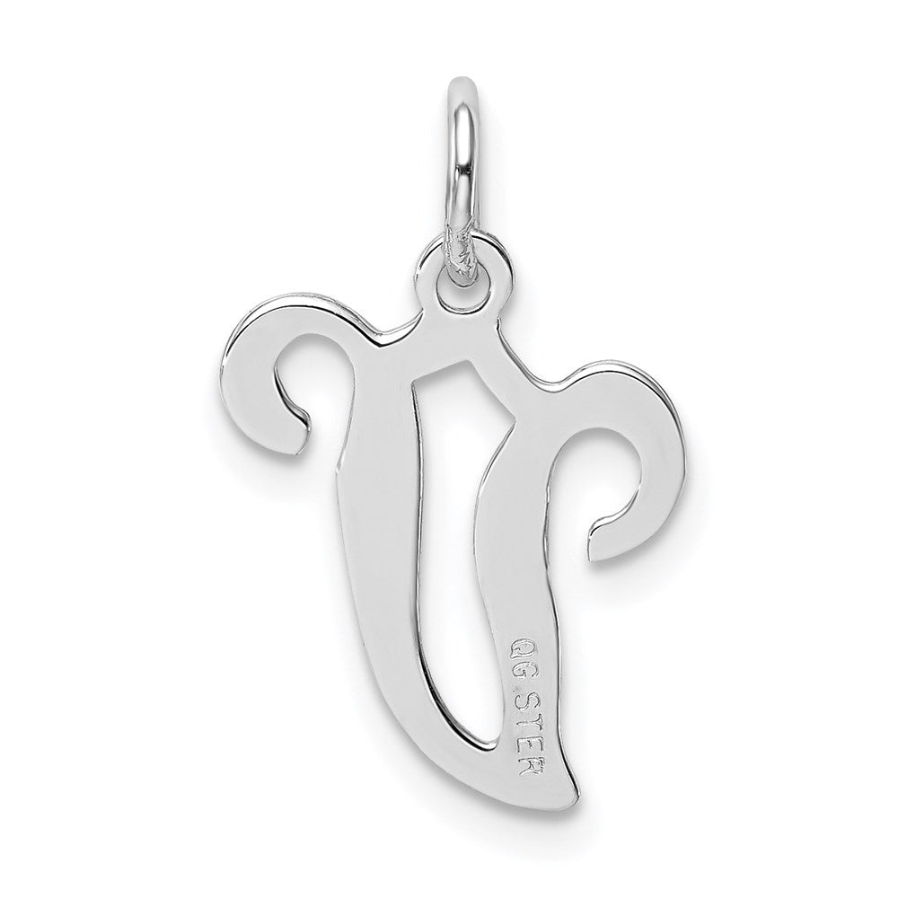 Sterlingsilber Rhodiniert Geprägt Buchstabe V Initiale Charm