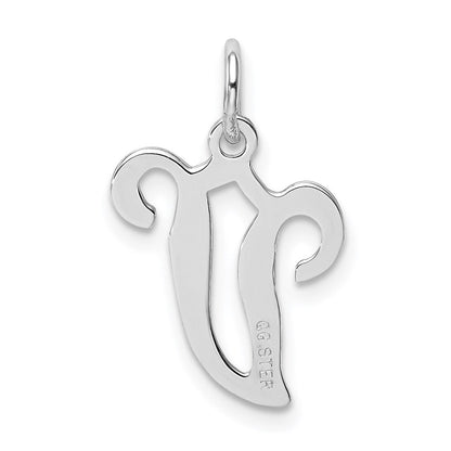 Sterlingsilber Rhodiniert Geprägt Buchstabe V Initiale Charm