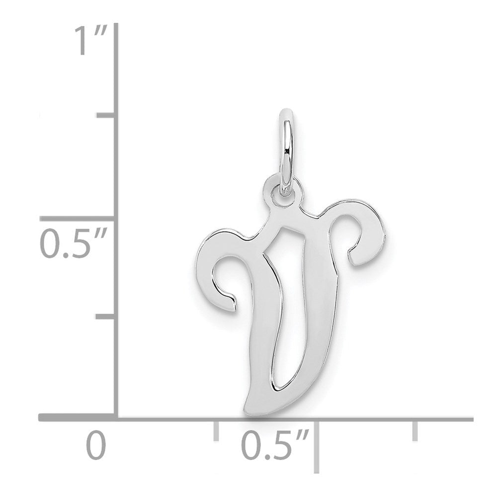 Sterlingsilber Rhodiniert Geprägt Buchstabe V Initiale Charm