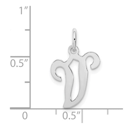 Sterlingsilber Rhodiniert Geprägt Buchstabe V Initiale Charm