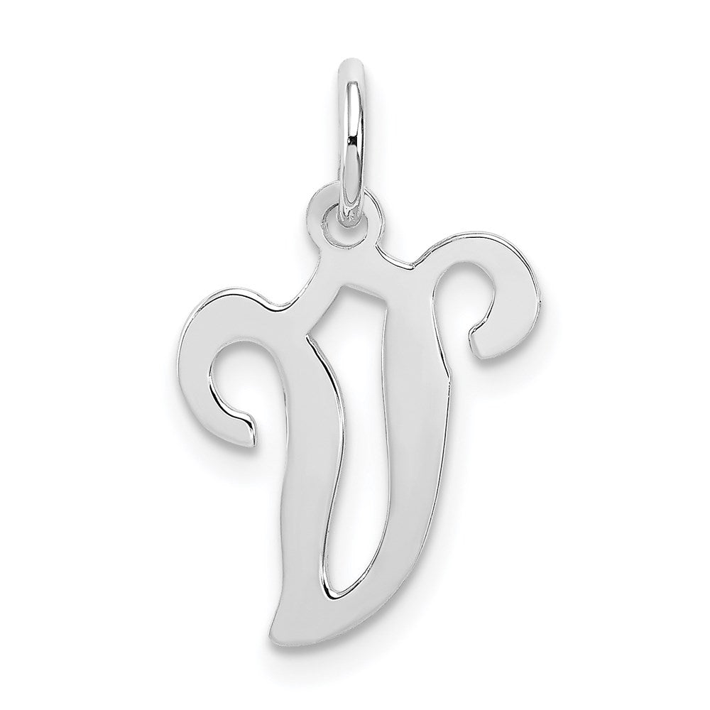 Sterlingsilber Rhodiniert Geprägt Buchstabe V Initiale Charm