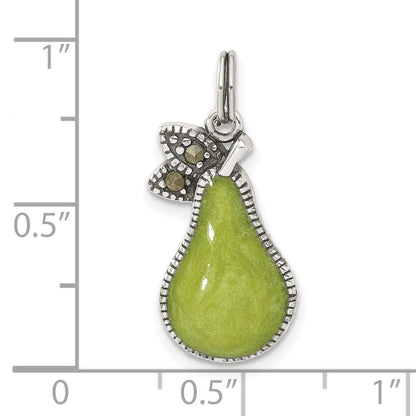 Sterlingsilber Markasit & Emailliert Grün Tropfen Charm