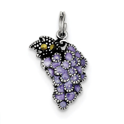 Sterlingsilber Emailliert Lila Grape Charm