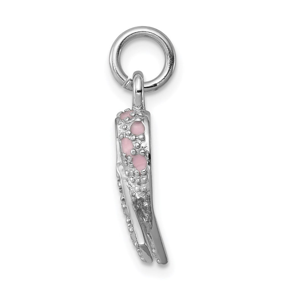 Sterlingsilber Rhodiniert Emailliert Rosa Schleife Charm