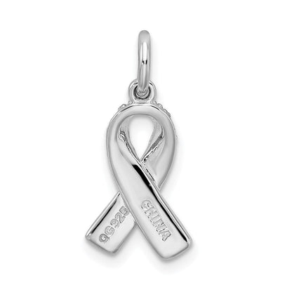 Sterlingsilber Rhodiniert Emailliert Rosa Schleife Charm
