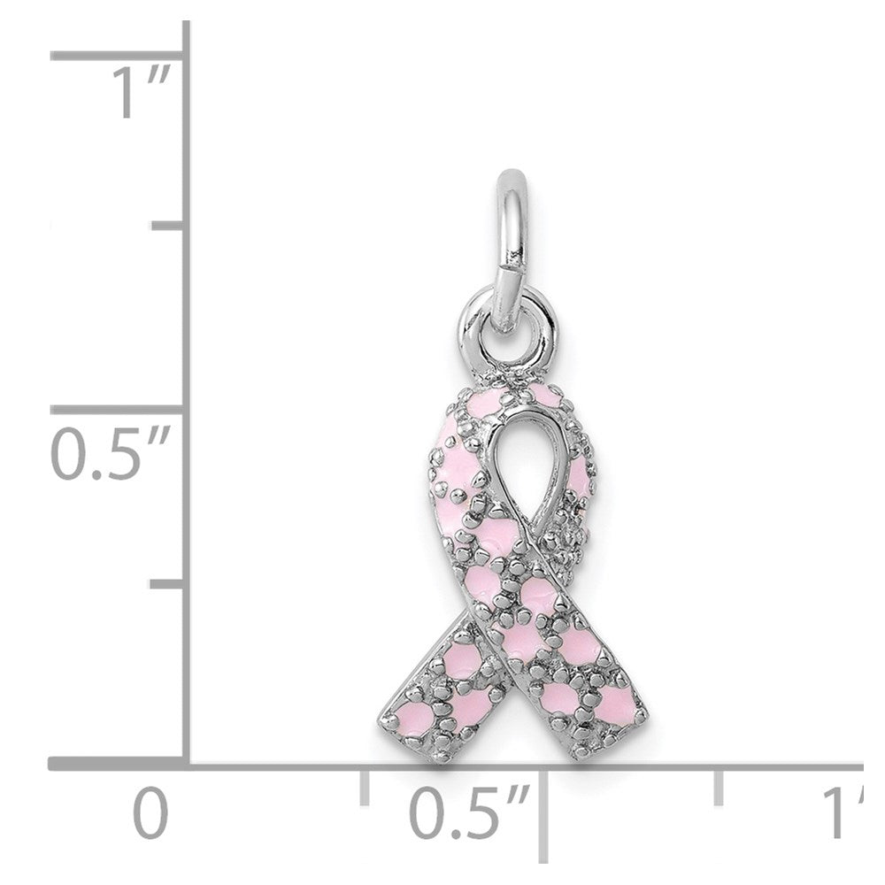 Sterlingsilber Rhodiniert Emailliert Rosa Schleife Charm