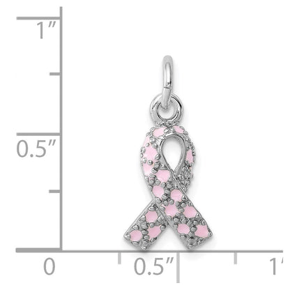 Sterlingsilber Rhodiniert Emailliert Rosa Schleife Charm