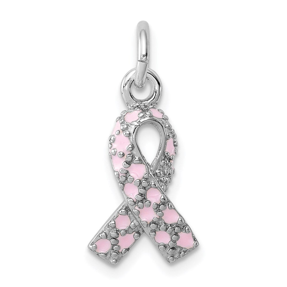 Sterlingsilber Rhodiniert Emailliert Rosa Schleife Charm