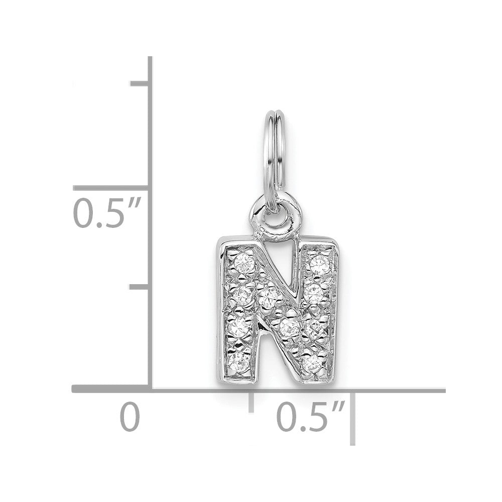 Sterlingsilber Poliert Zirkonia Initiale N Charm