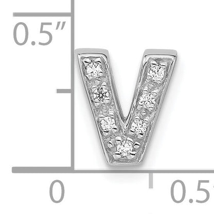 Sterlingsilber Poliert Zirkonia Initiale V Anhänger