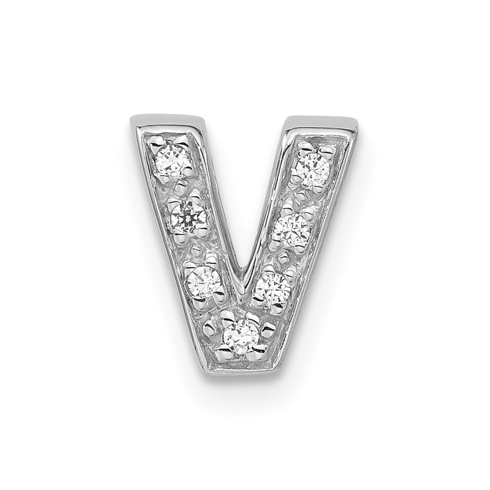 Sterlingsilber Poliert Zirkonia Initiale V Anhänger