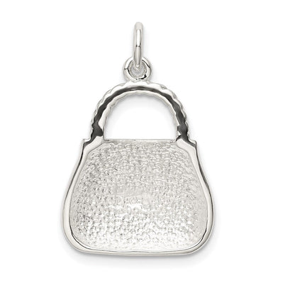 Sterlingsilber Rhodiniert Lila Emailliert Zirkonia Purse Charm