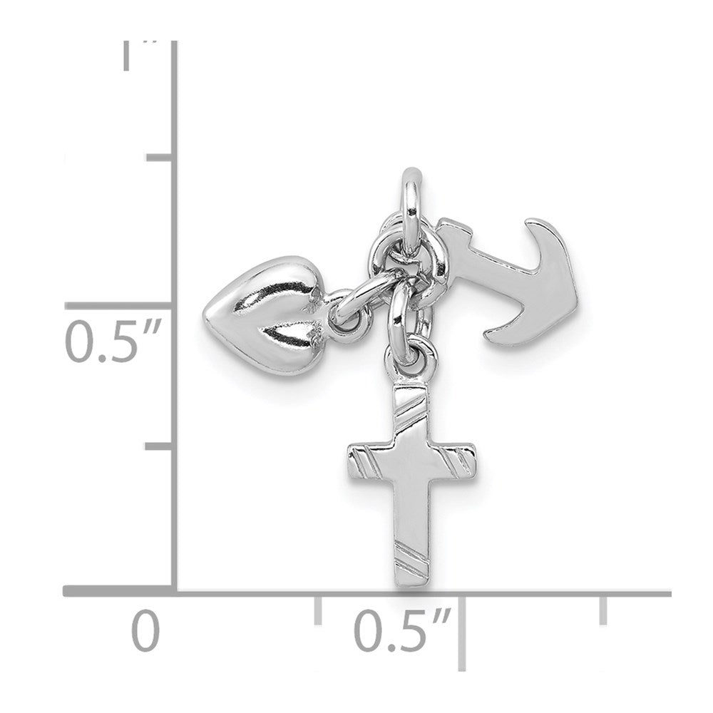 Sterlingsilber Rhodiniert Glaube, Hoffnung & Charity Charm
