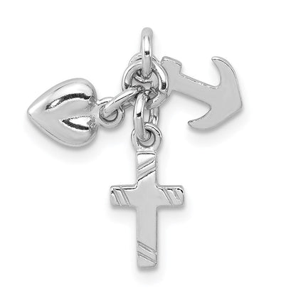 Sterlingsilber Rhodiniert Glaube, Hoffnung & Charity Charm