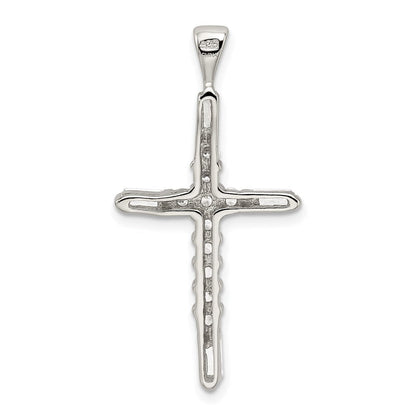 Sterlingsilber Rhodiniert Zirkonia Kreuz Anhänger