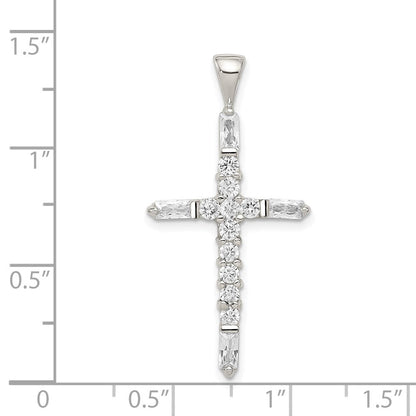 Sterlingsilber Rhodiniert Zirkonia Kreuz Anhänger