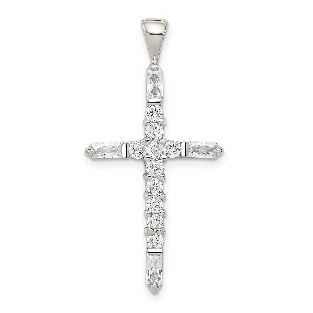 Sterlingsilber Rhodiniert Zirkonia Kreuz Anhänger