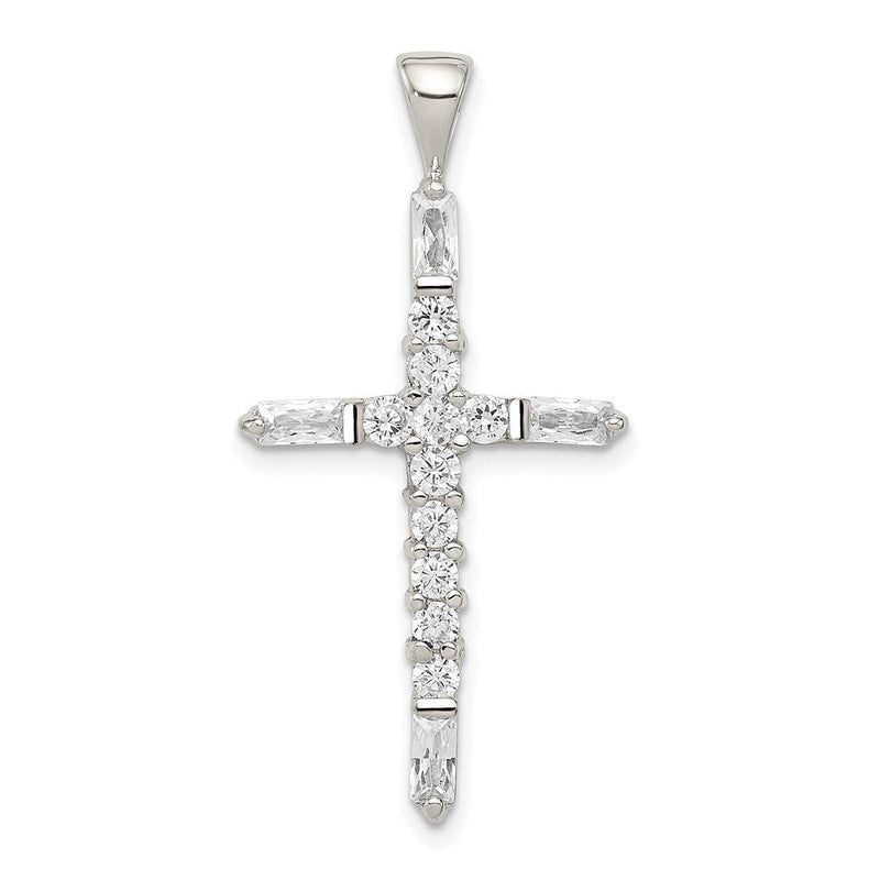 Sterlingsilber Rhodiniert Zirkonia Kreuz Anhänger