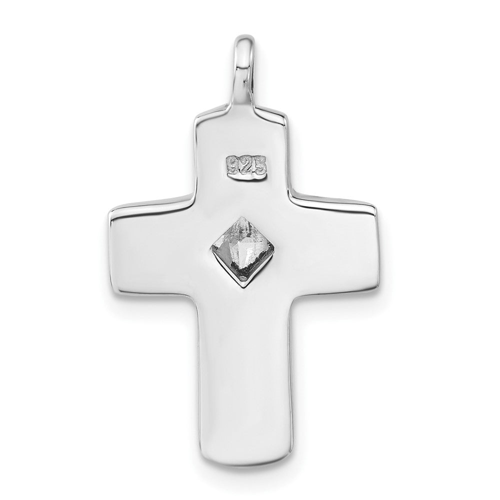Sterlingsilber Poliert Zirkonia Kreuz Anhänger