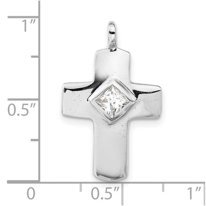 Sterlingsilber Poliert Zirkonia Kreuz Anhänger