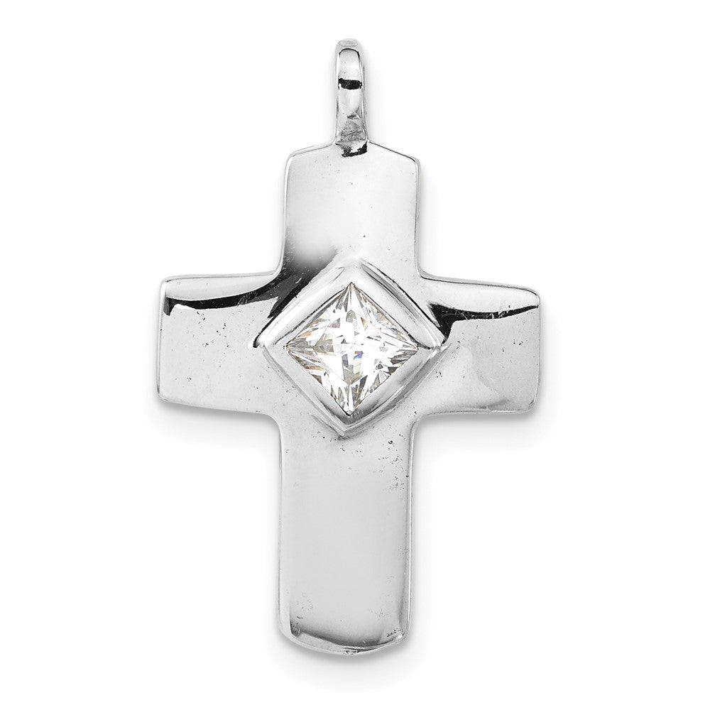 Sterlingsilber Poliert Zirkonia Kreuz Anhänger