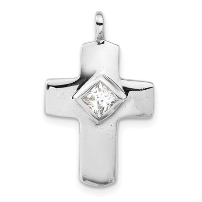 Sterlingsilber Poliert Zirkonia Kreuz Anhänger