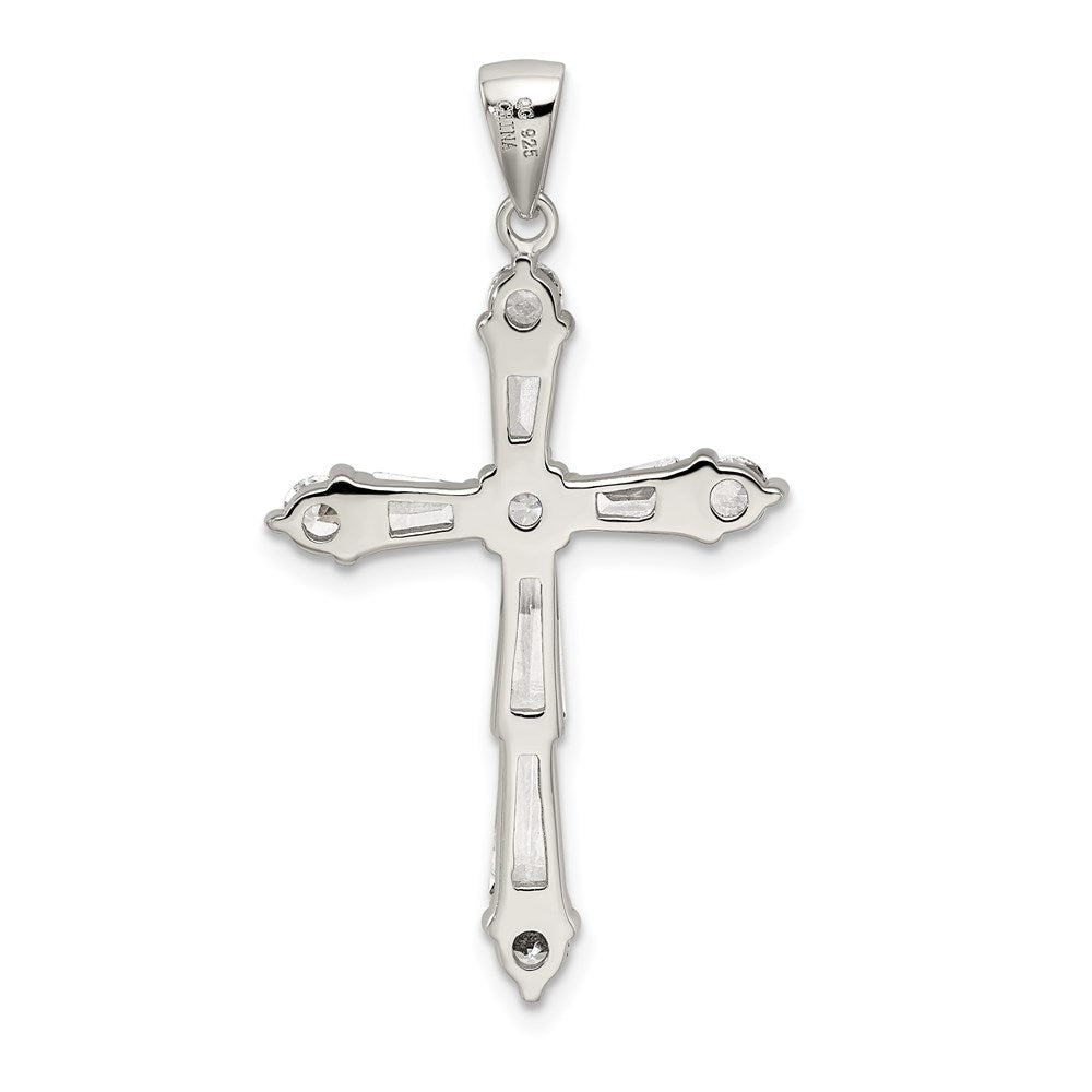 Sterlingsilber Rhodiniert Zirkonia Kreuz Anhänger