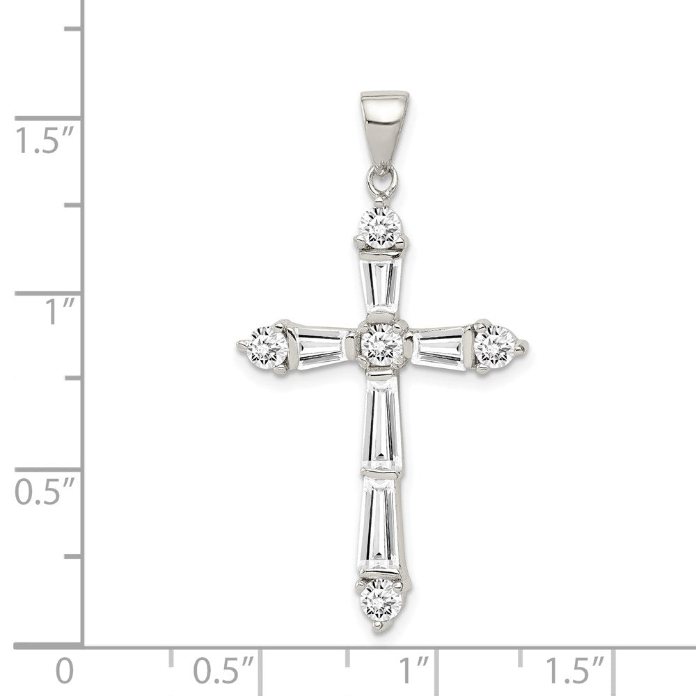 Sterlingsilber Rhodiniert Zirkonia Kreuz Anhänger