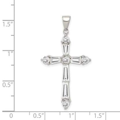 Sterlingsilber Rhodiniert Zirkonia Kreuz Anhänger