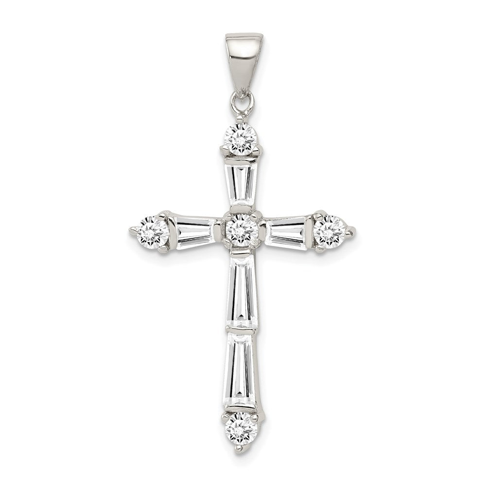 Sterlingsilber Rhodiniert Zirkonia Kreuz Anhänger