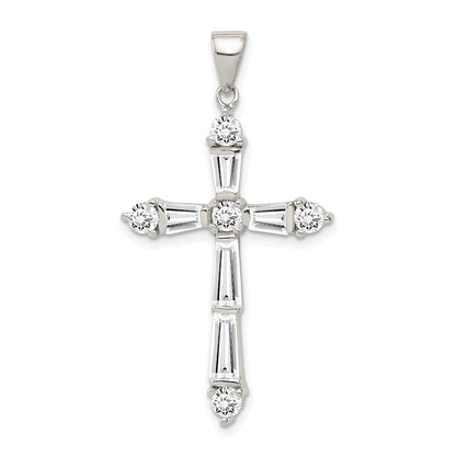 Sterlingsilber Rhodiniert Zirkonia Kreuz Anhänger