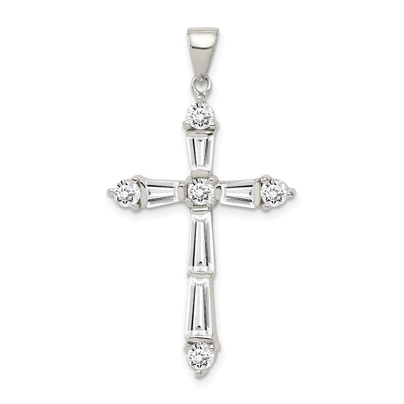 Sterlingsilber Rhodiniert Zirkonia Kreuz Anhänger