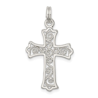 Sterlingsilber Rhodiniert Filigran Kreuz Charm