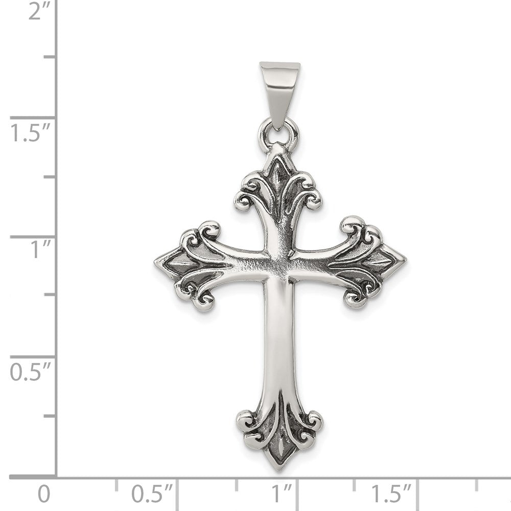 Sterlingsilber Fleur De Lis Kreuz Anhänger