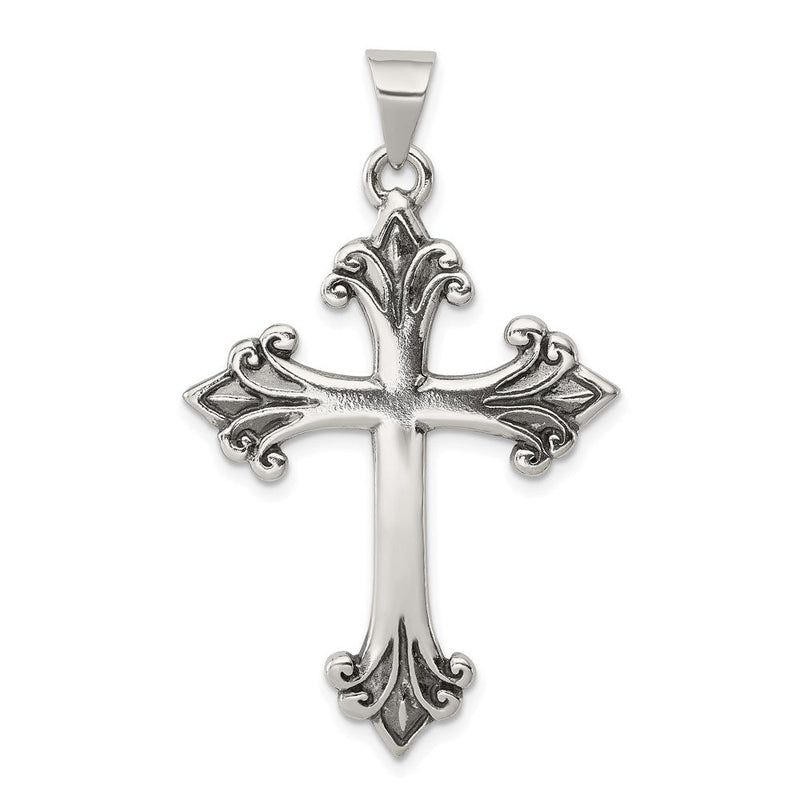 Sterlingsilber Fleur De Lis Kreuz Anhänger