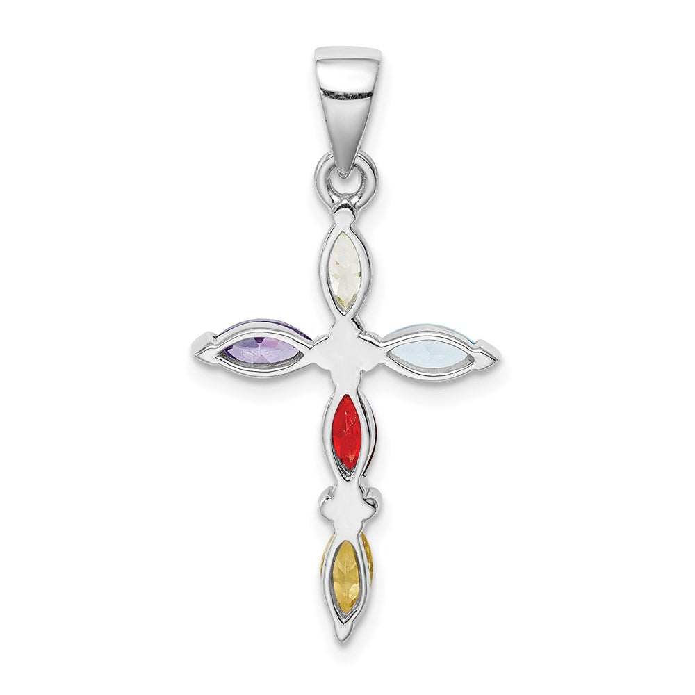Sterlingsilber Rhodiniert Mehrfarbig Zirkonia Kreuz Anhänger