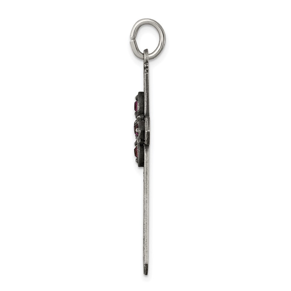 Sterlingsilber Antikisiert February Glas Geburtsstein Kreuz Anhänger