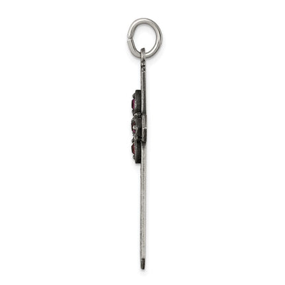 Sterlingsilber Antikisiert February Glas Geburtsstein Kreuz Anhänger