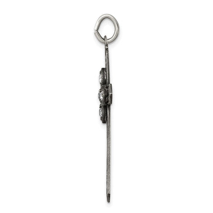 Sterlingsilber Antikisiert April Glas Geburtsstein Kreuz Anhänger