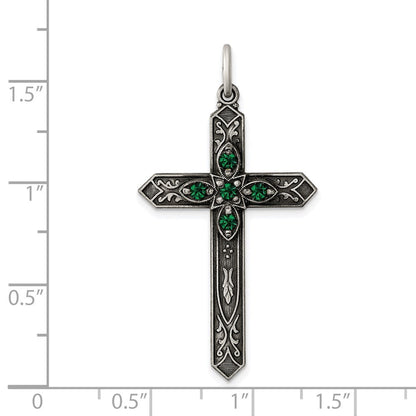 Sterlingsilber Antikisiert May Glas Geburtsstein Kreuz Anhänger