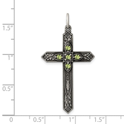 Sterlingsilber Antikisiert August Glas Geburtsstein Kreuz Anhänger