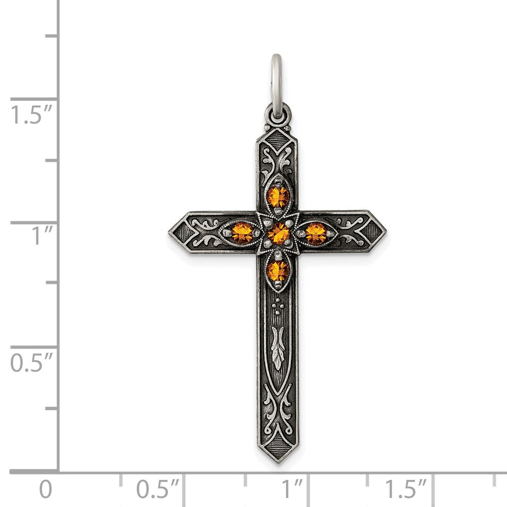 Sterlingsilber Antikisiert November Glas Geburtsstein Kreuz Anhänger