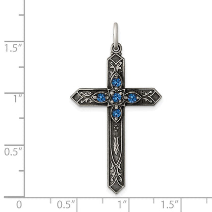 Sterlingsilber Antikisiert December Glas Geburtsstein Kreuz Anhänger
