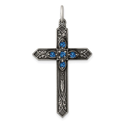 Sterlingsilber Antikisiert December Glas Geburtsstein Kreuz Anhänger